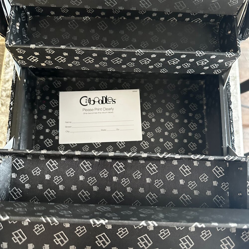 Caboodles- Black and Blue Lace Makeup Travel Case